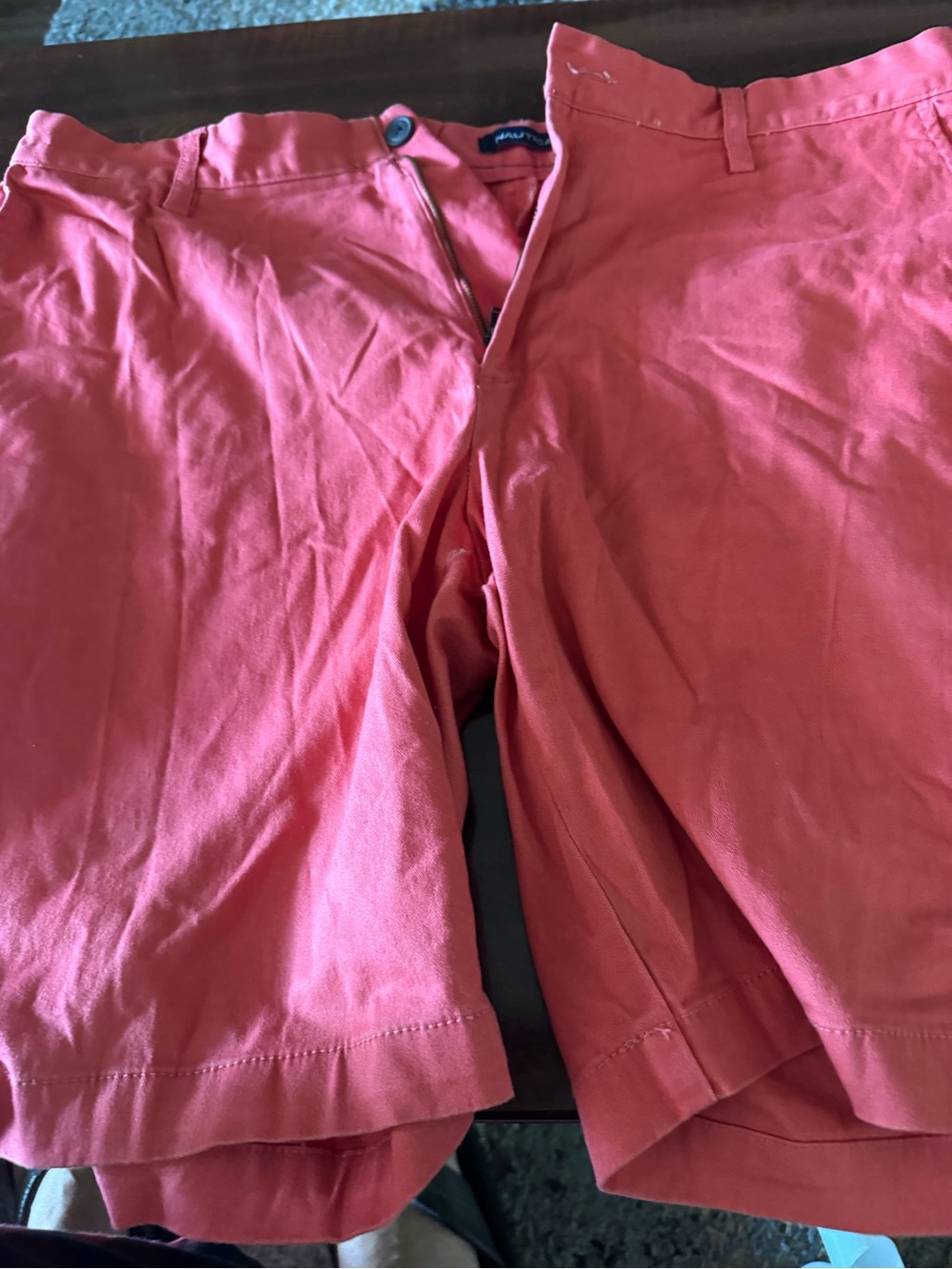 Nautica Men's Coral-Pink Flat Front Chino Shorts (a2-6)